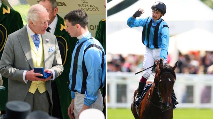 King Charles congratulates jockey Oisin Murphy.