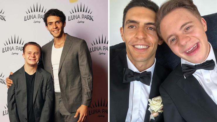 Home and Away actor Julian Maroun with his brother Luke, who has Down syndrome and cerebral palsy.