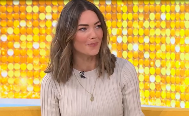 A darker-haired Sam Frost on The Morning Show. 