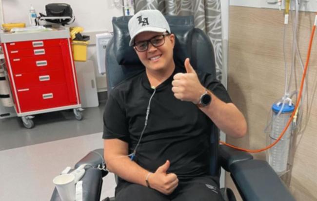 Johhny Ruffo receives chemotherapy. 