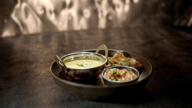 Spicy Fish Fry with Yellow Dal and Tomato Chutney.