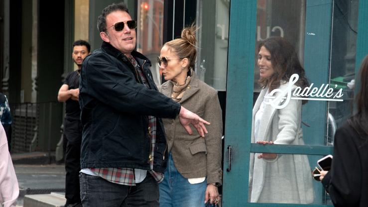 NEW YORK, NY - MARCH 30: Ben Affleck and Jennifer Lopez are seen leaving Sadelle's restaurant on March 30, 2024 in New York, New York. (Photo by MEGA/GC Images)